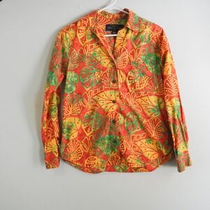 Pete Huntington Bali Batik Button Down Shirt Tropical Print Crafted Small Hawaii